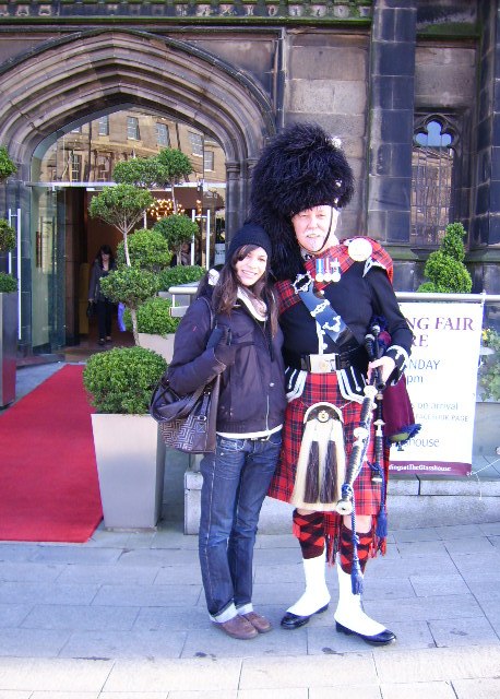 Laura and  Jim outside the Glasshouse Hotel in Edinburgh